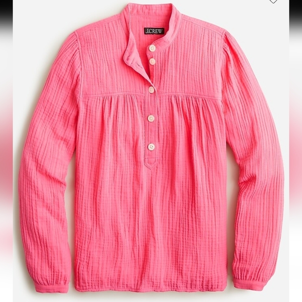 J.Crew Reimagined Fresco Top in Soft Gauze 100% Cotton Wmns XL Pink Boxy Casual - Picture 2 of 2
